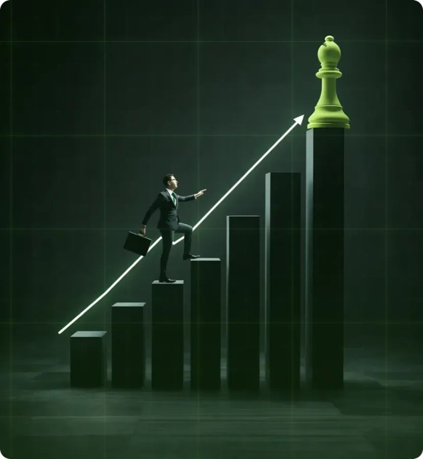 Business growth chart showing increasing profitability